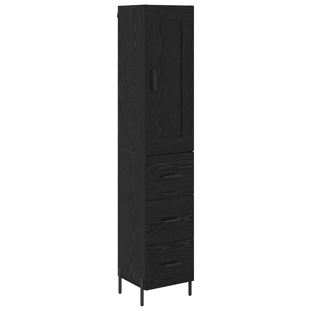 Highboard 34.5x34x180 cm Engineered Wood 3 Drawers Black oak