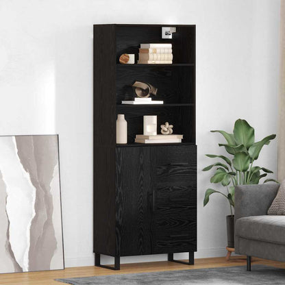 Highboard 69.5x34x180 cm Engineered Wood 1 Door 3 Drawers Black oak