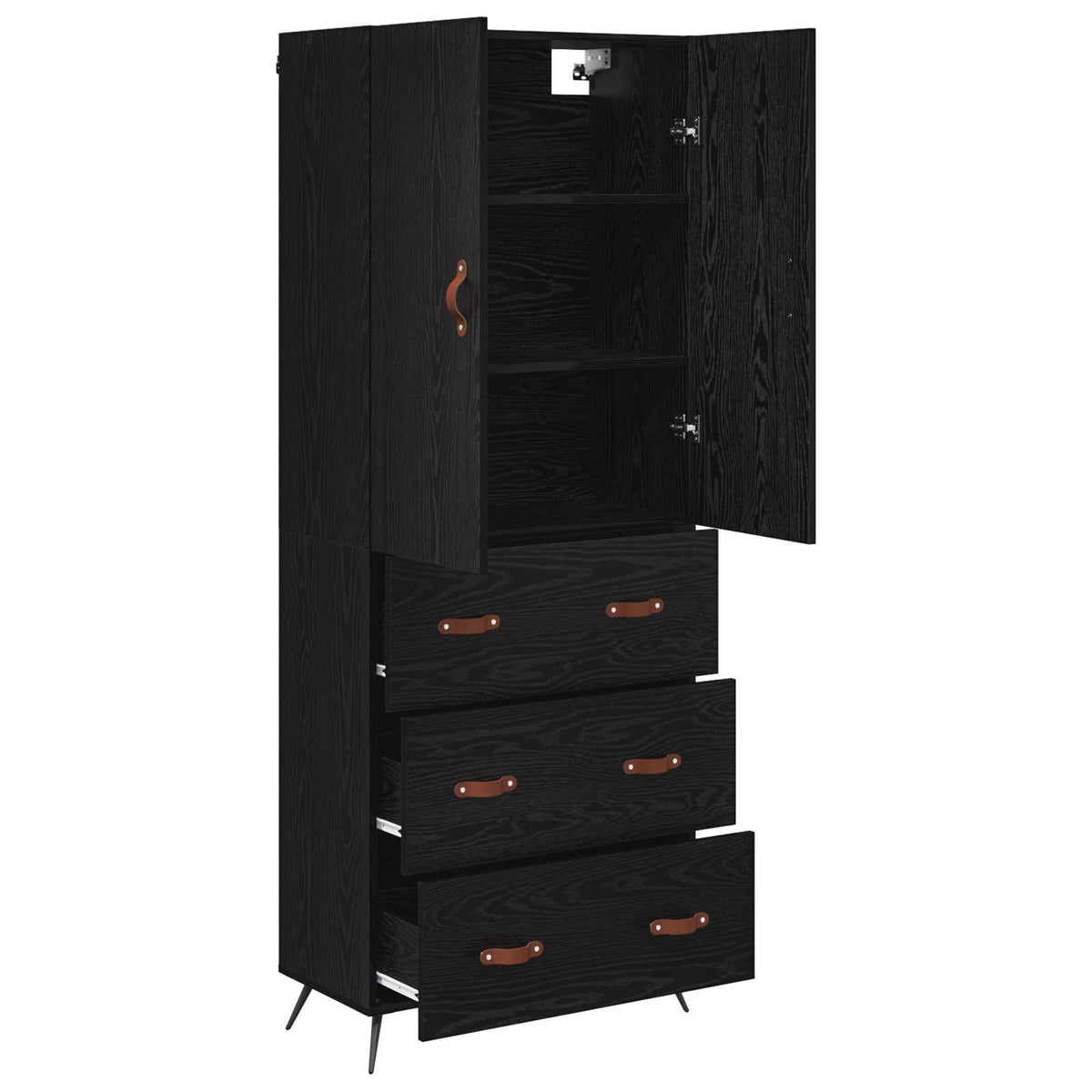Highboard 69.5x34x180 cm Engineered Wood 3 Drawers Black oak