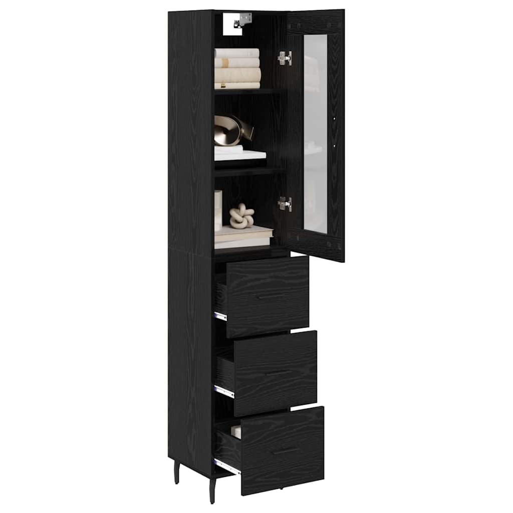 Highboard 34.5x34x180 cm Engineered Wood 3 Drawers Black oak
