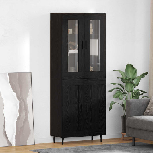 Highboard 69.5x34x180 cm Engineered Wood 2 Wood Doors Black oak