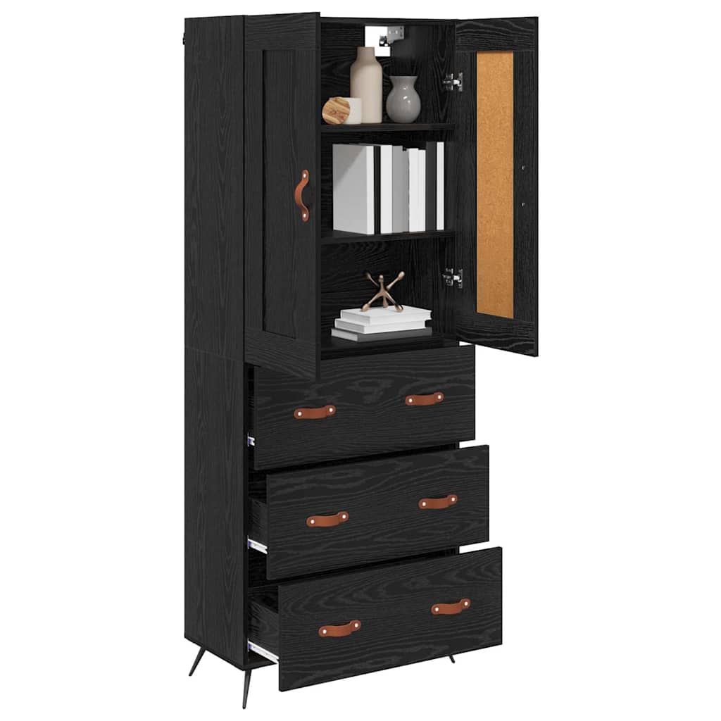 Highboard 69.5x34x180 cm Engineered Wood 3 Drawers Black oak