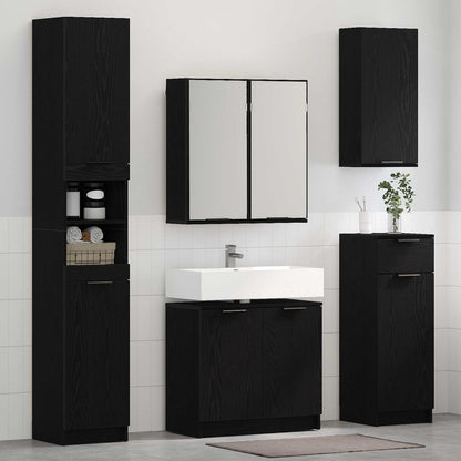 vidaXL Bathroom Furniture Set 4 pcs Black Oak Engineered Wood 1
