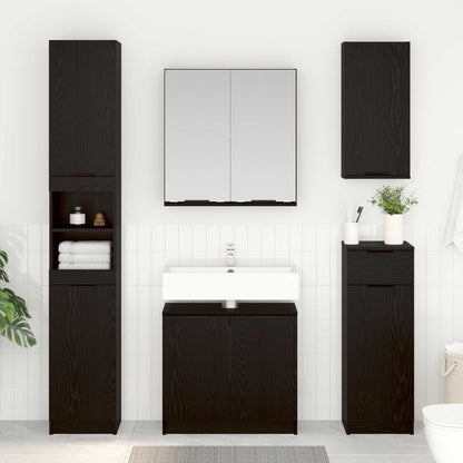 vidaXL Bathroom Furniture Set 4 pcs Black Oak Engineered Wood 4