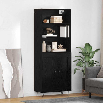 Highboard 69.5x34x180 cm Engineered Wood 2 Wood Doors Black oak