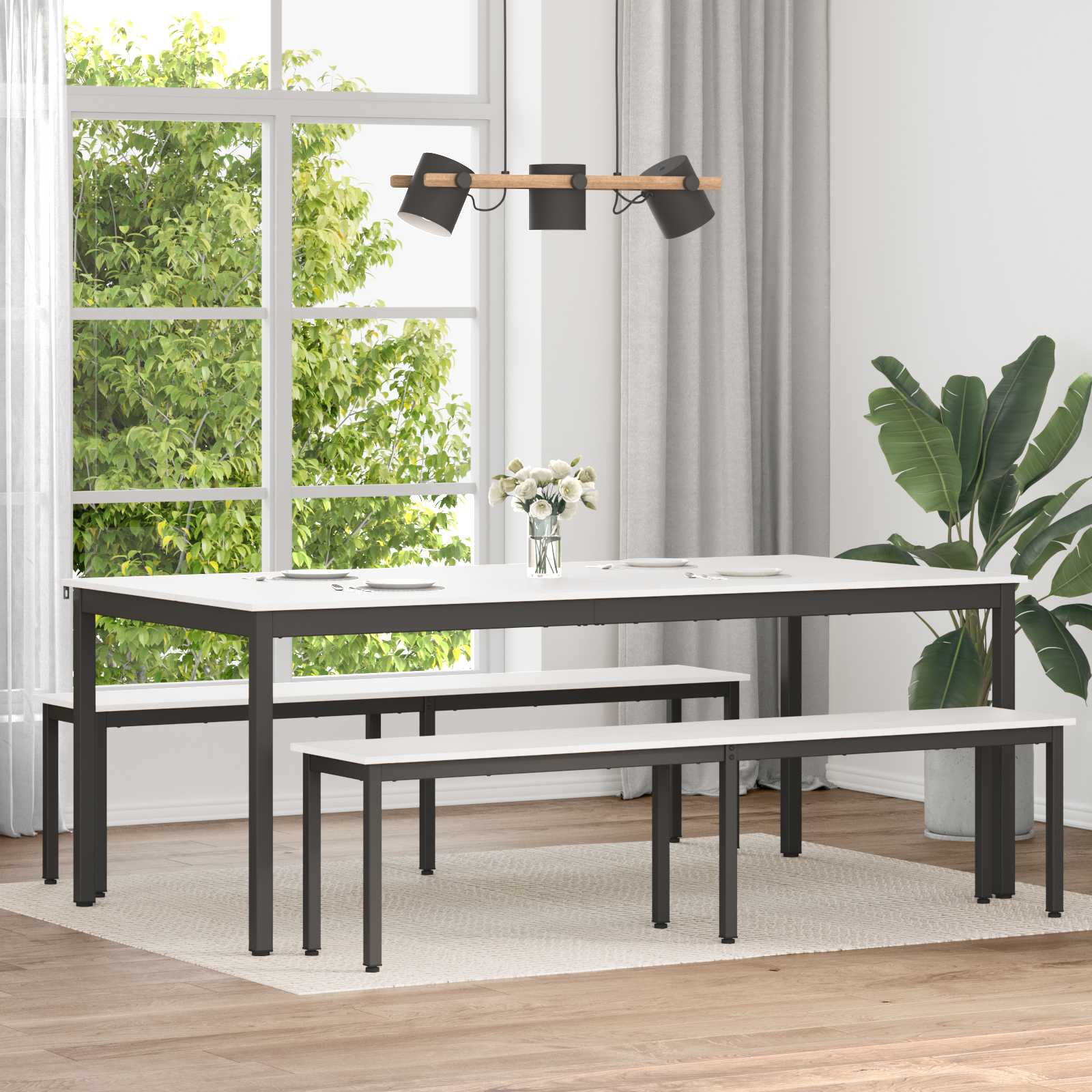 vidaXL Dining Table White 200 x 100 x 75 cm Solid Pine Wood 1