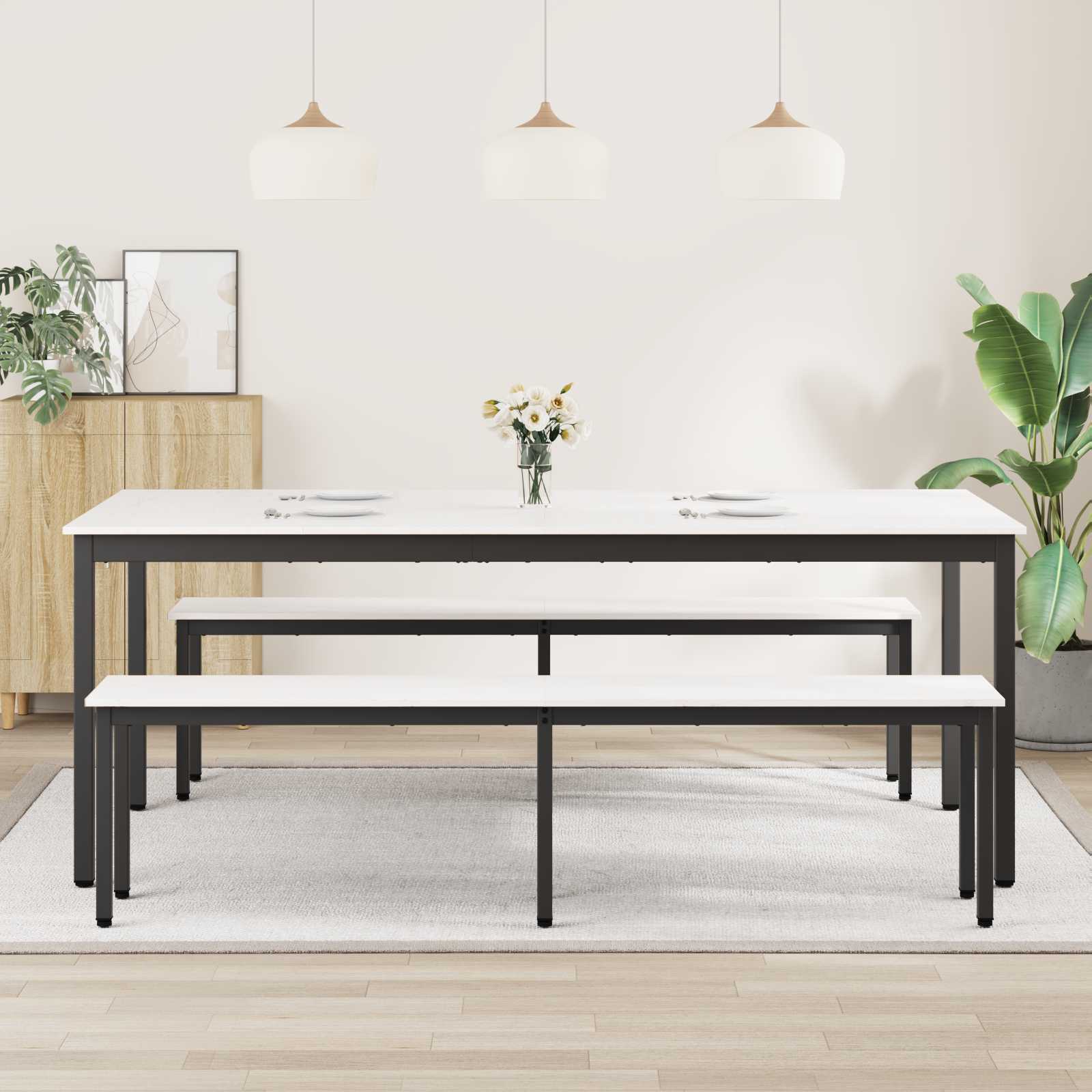 vidaXL Dining Table White 200 x 100 x 75 cm Solid Pine Wood 4