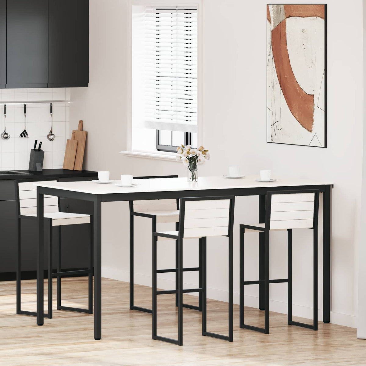 vidaXL Bar Table 200 x 100 x 105 cm Solid Pine Wood White Rectangular 1