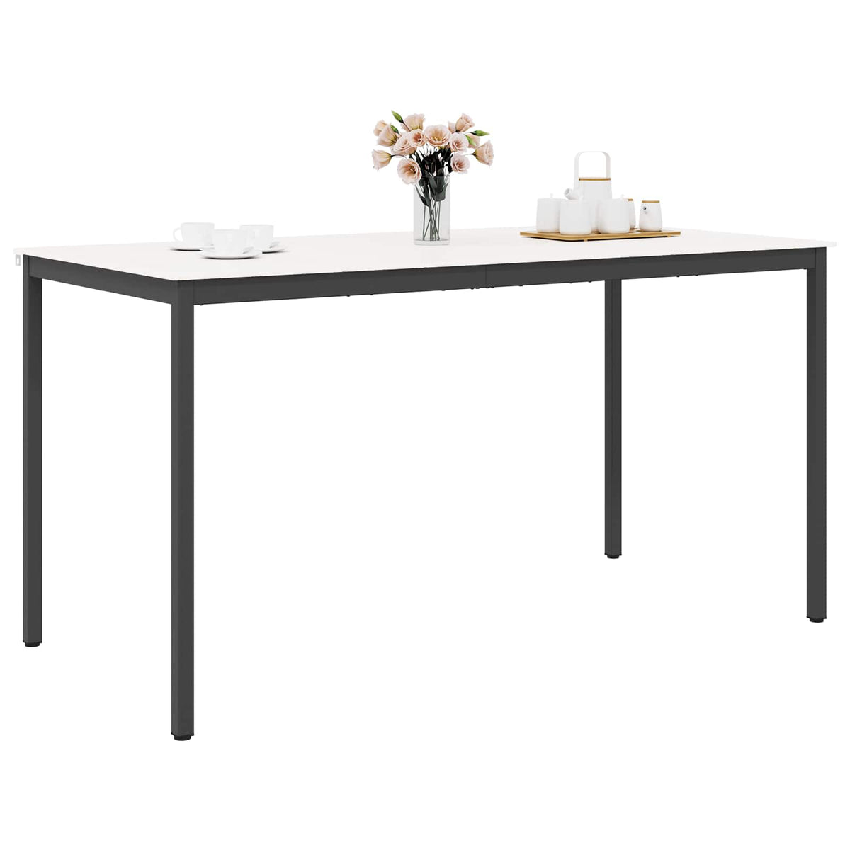 vidaXL Bar Table 200 x 100 x 105 cm Solid Pine Wood White Rectangular 3