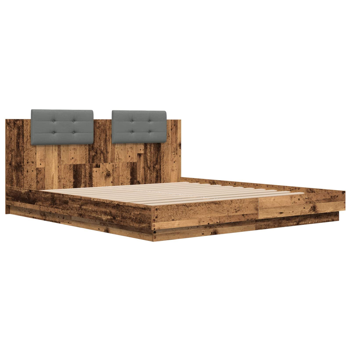 vidaXL Bed Frame with Headboard Old Wood 200 x 200 cm Engineered Wood 5