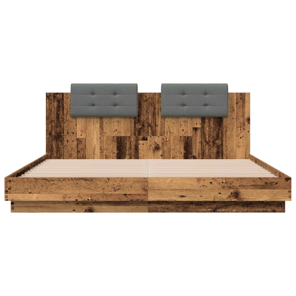 vidaXL Bed Frame with Headboard Old Wood 200 x 200 cm Engineered Wood 6