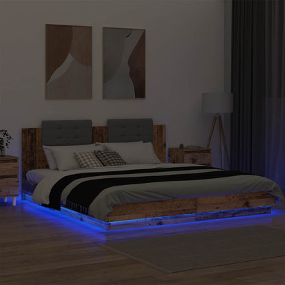 vidaXL Bed Frame with Headboard Old Wood 180 x 200 cm Engineered Wood 4
