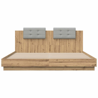 vidaXL Bed Frame with Headboard Artisan Oak 180 x 200 cm 6