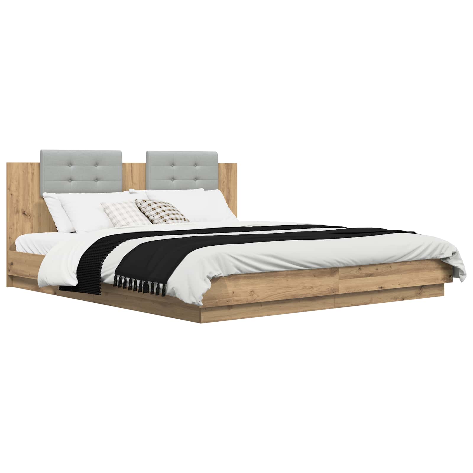 vidaXL Bed Frame with Headboard Artisan Oak 180 x 200 cm 3