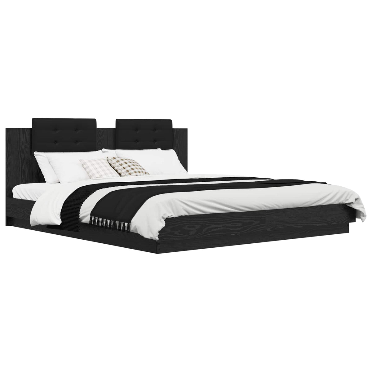 vidaXL Bed Frame with Headboard Black Oak 180 x 200 cm Engineered Wood 3