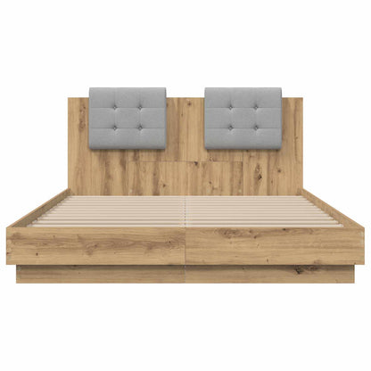 vidaXL Bed Frame with Headboard Artisan Oak 150 x 200 cm 6