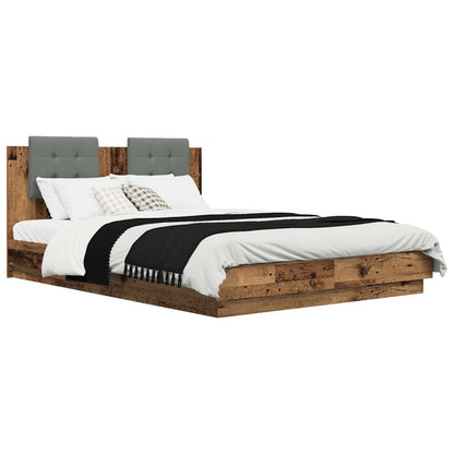 vidaXL Bed Frame with Headboard Old Wood 140 x 200 cm Engineered Wood 3