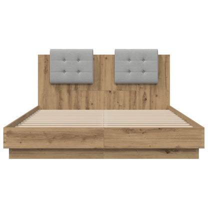 vidaXL Bed Frame with Headboard Artisan Oak 140 x 200 cm 6