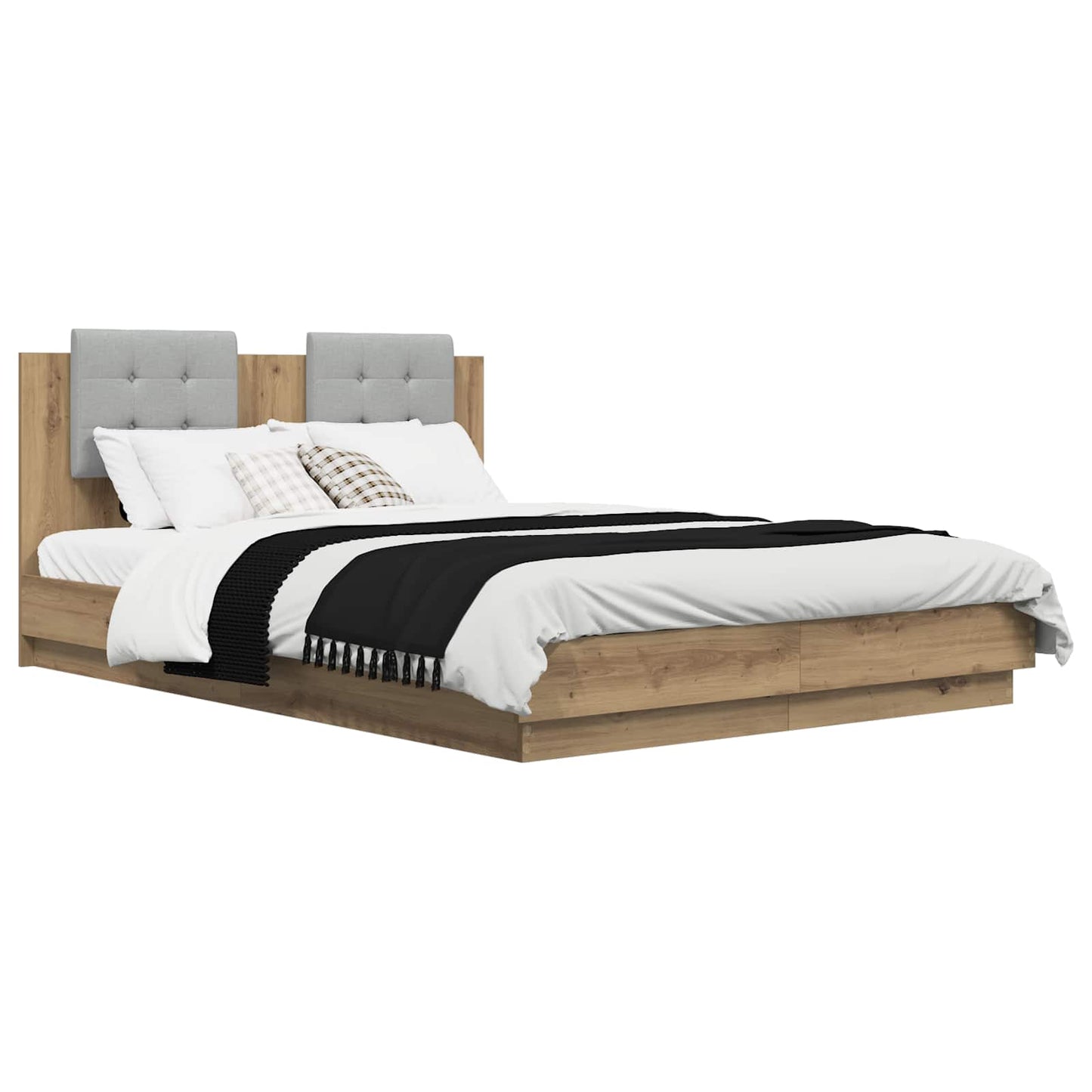 vidaXL Bed Frame with Headboard Artisan Oak 140 x 200 cm 3