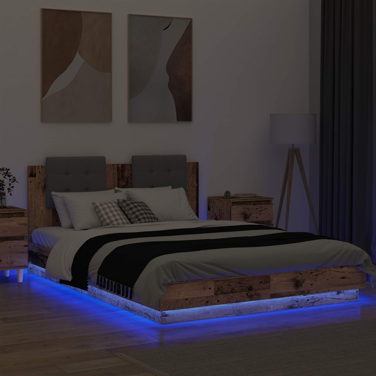 vidaXL Bed Frame with Headboard Old Wood 120 x 200 cm Engineered Wood 4