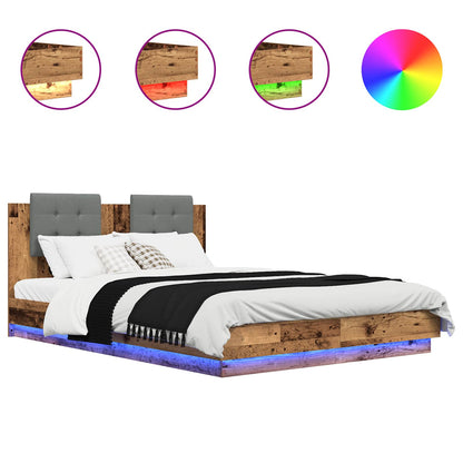 vidaXL Bed Frame with Headboard Old Wood 120 x 200 cm Engineered Wood 2