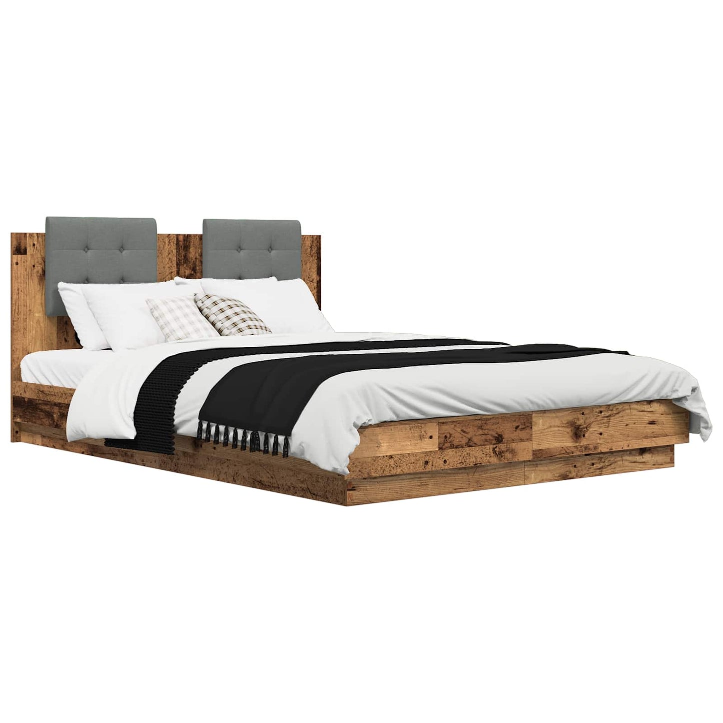 vidaXL Bed Frame with Headboard Old Wood 120 x 200 cm Engineered Wood 3