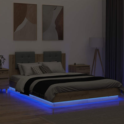 vidaXL Bed Frame with Headboard Artisan Oak 120 x 200 cm 4