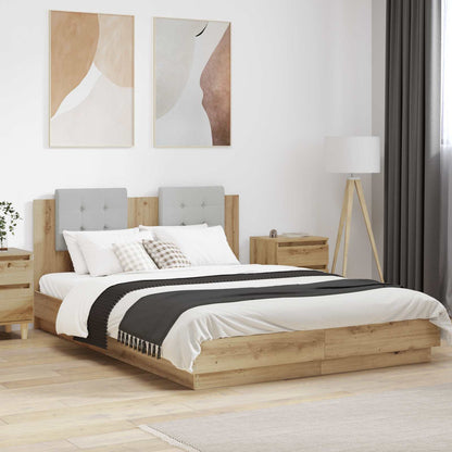 vidaXL Bed Frame with Headboard Artisan Oak 120 x 200 cm 1