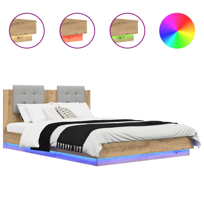 vidaXL Bed Frame with Headboard Artisan Oak 120 x 200 cm 2