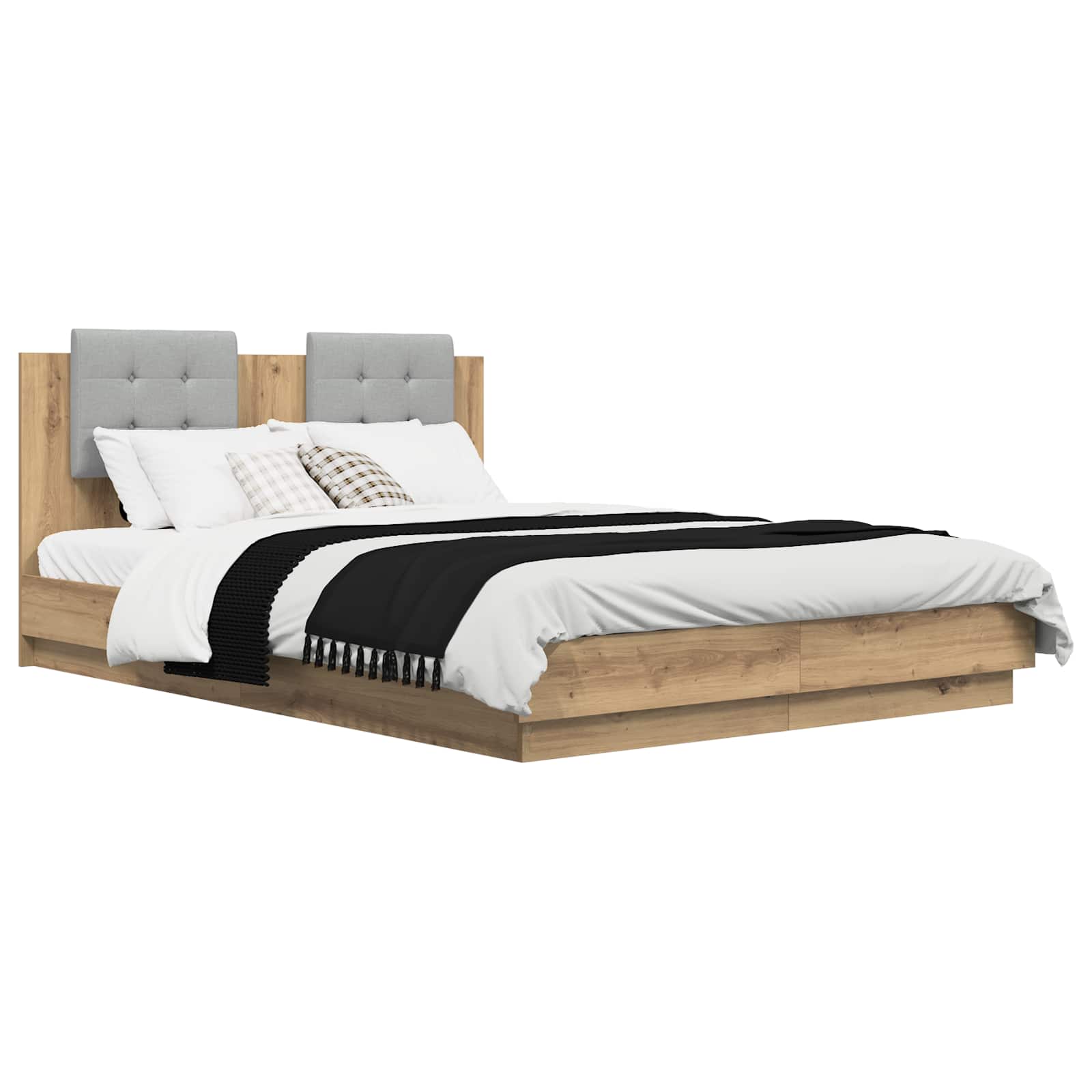 vidaXL Bed Frame with Headboard Artisan Oak 120 x 200 cm 3