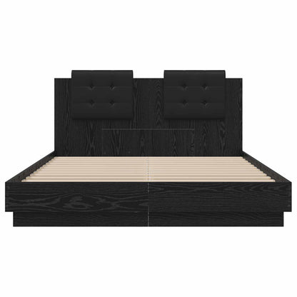 vidaXL Bed Frame with Headboard Black Oak 120 x 200 cm Engineered Wood 6
