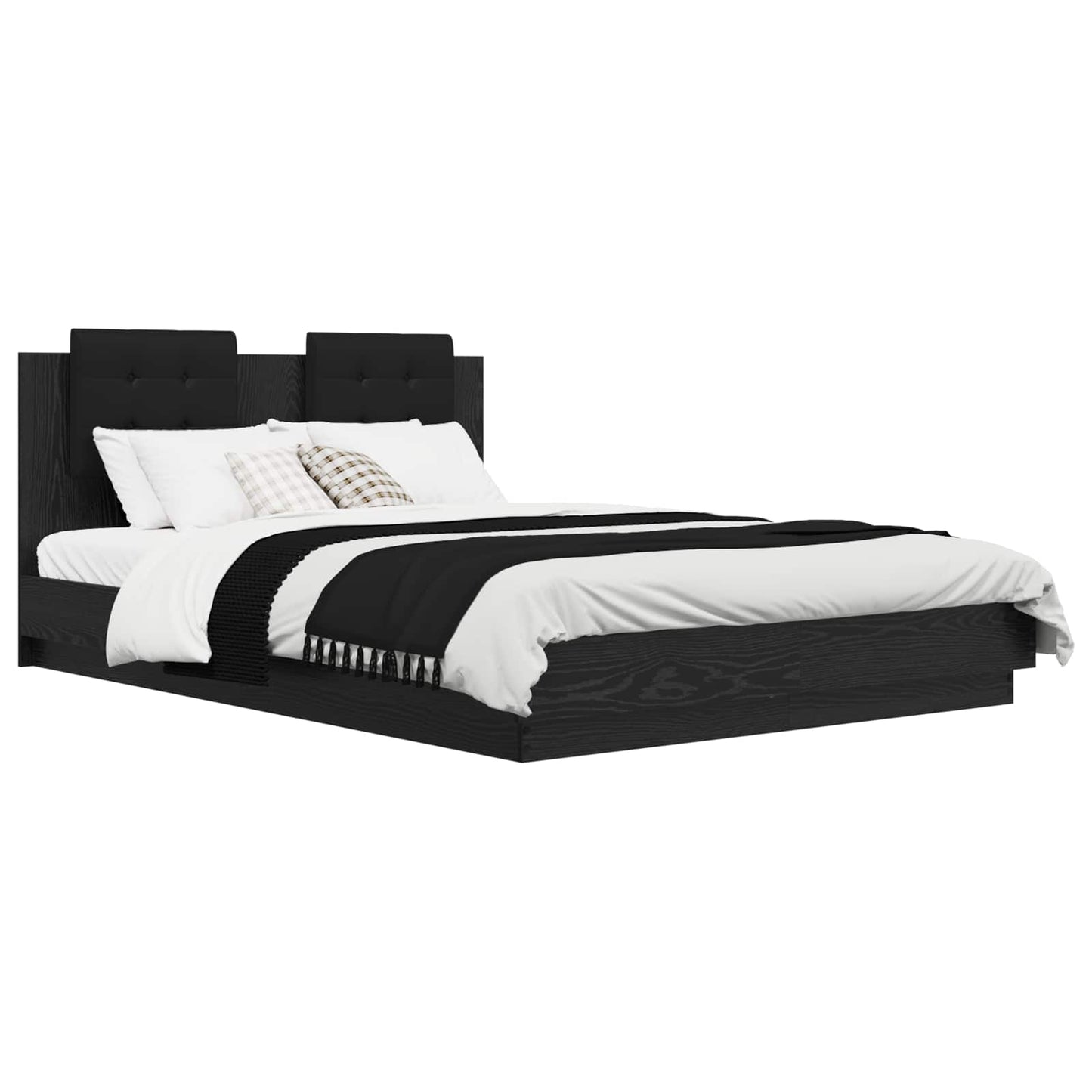 vidaXL Bed Frame with Headboard Black Oak 120 x 200 cm Engineered Wood 3