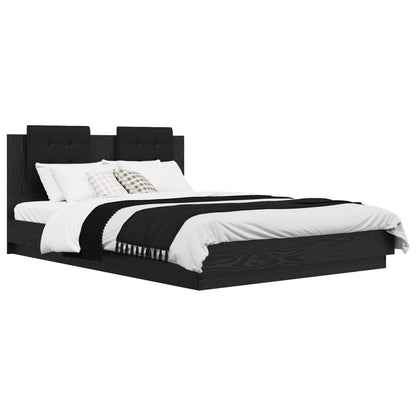vidaXL Bed Frame with Headboard Black Oak 120 x 200 cm Engineered Wood 3