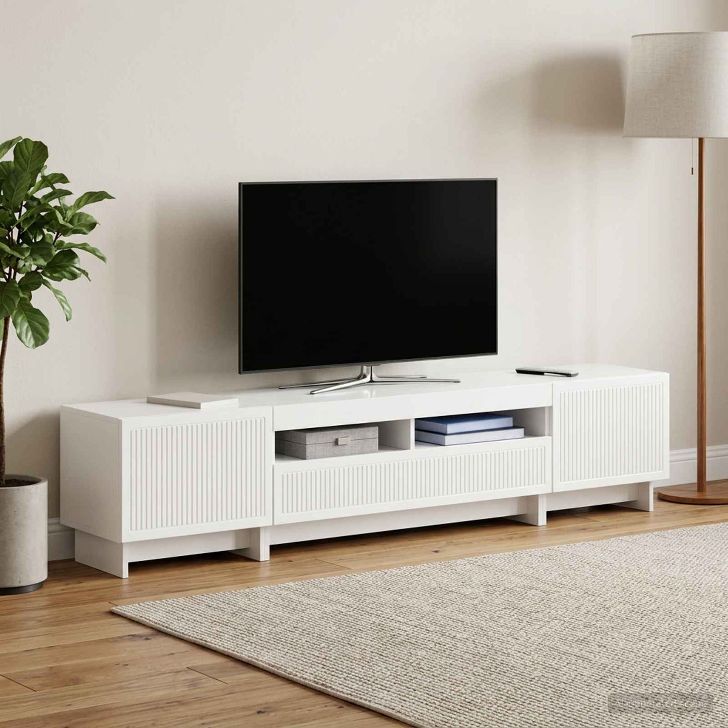 vidaXL 5 Piece LED TV Cabinet High Gloss White Engineered Wood 1
