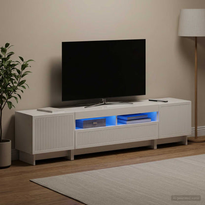 vidaXL 5 Piece LED TV Cabinet High Gloss White Engineered Wood 3