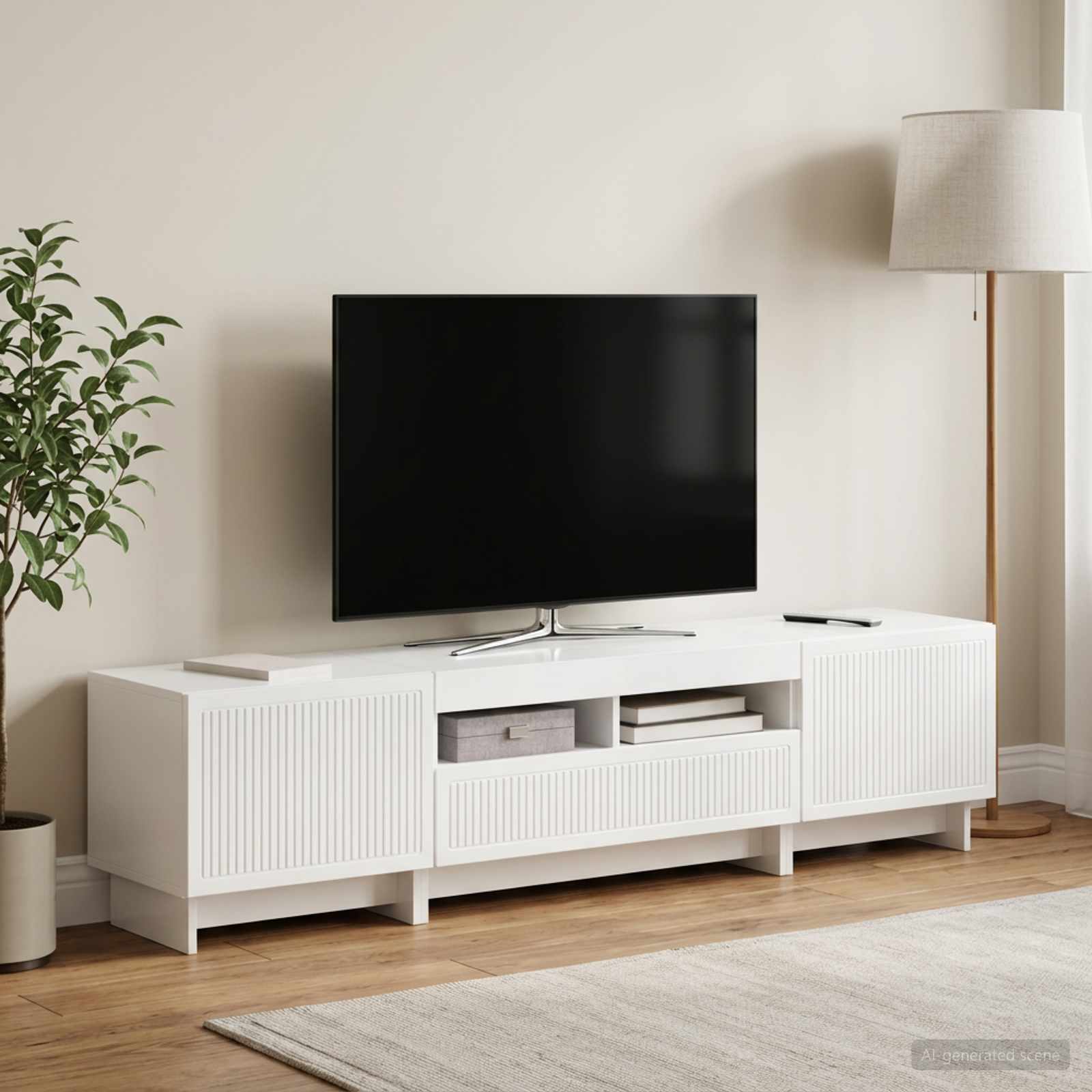 vidaXL 5 Piece LED TV Cabinet High Gloss White Engineered Wood 3