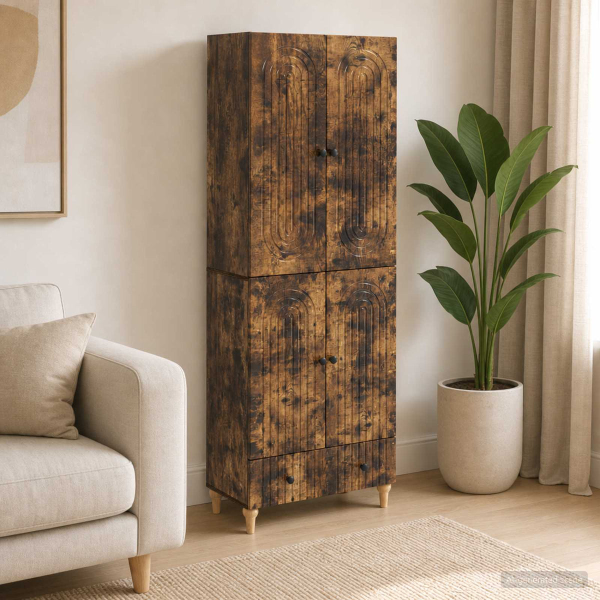 Cabinet Set 2 pcs Engineered Wood Smoked oak