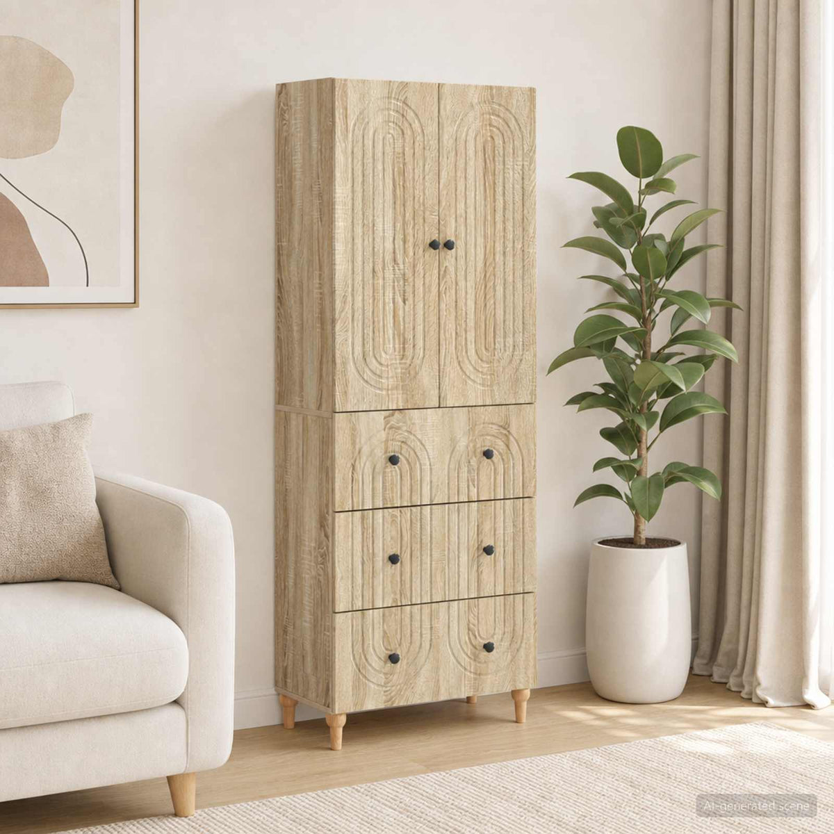 Cabinet Set 2 pcs Engineered Wood Sonoma oak