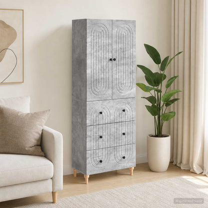 Cabinet Set 2 pcs Engineered Wood Concrete grey