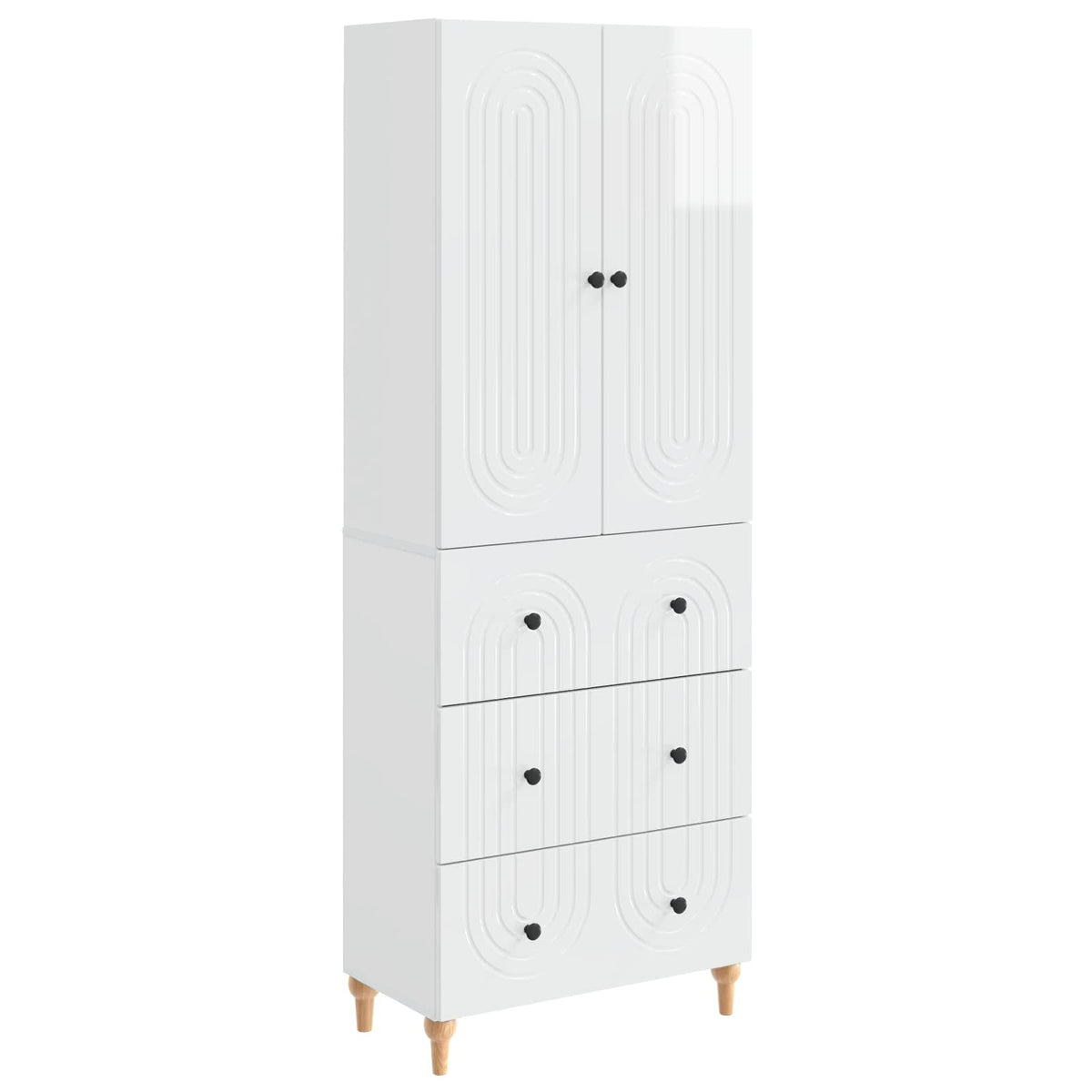 Cabinet Set 2 pcs Engineered Wood High gloss white