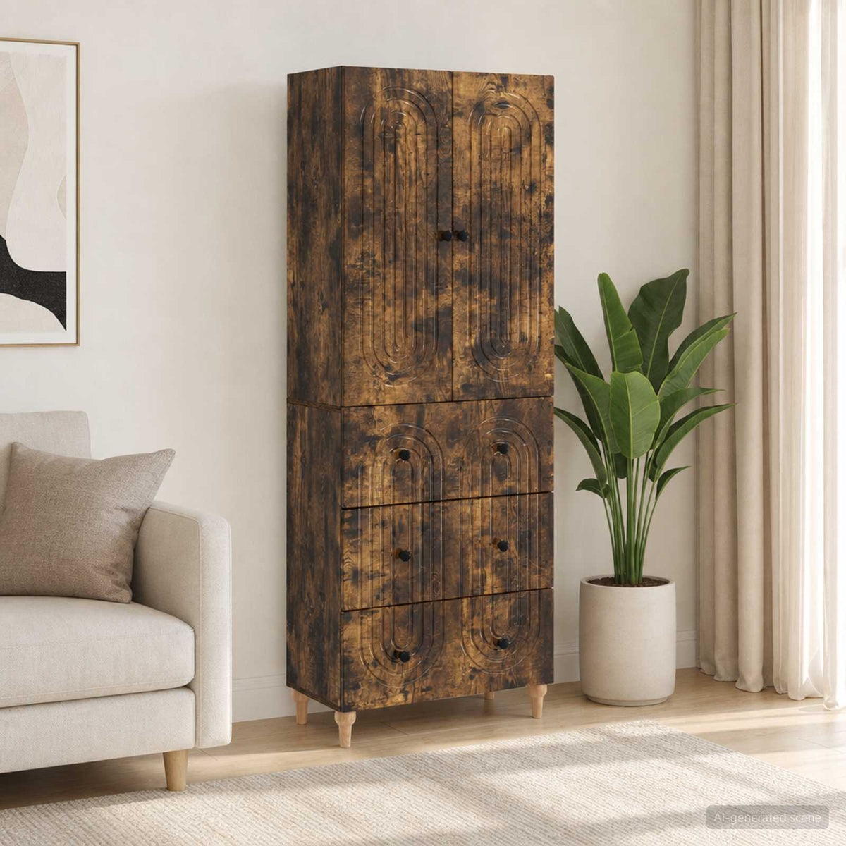 Cabinet Set 2 pcs Engineered Wood Smoked oak