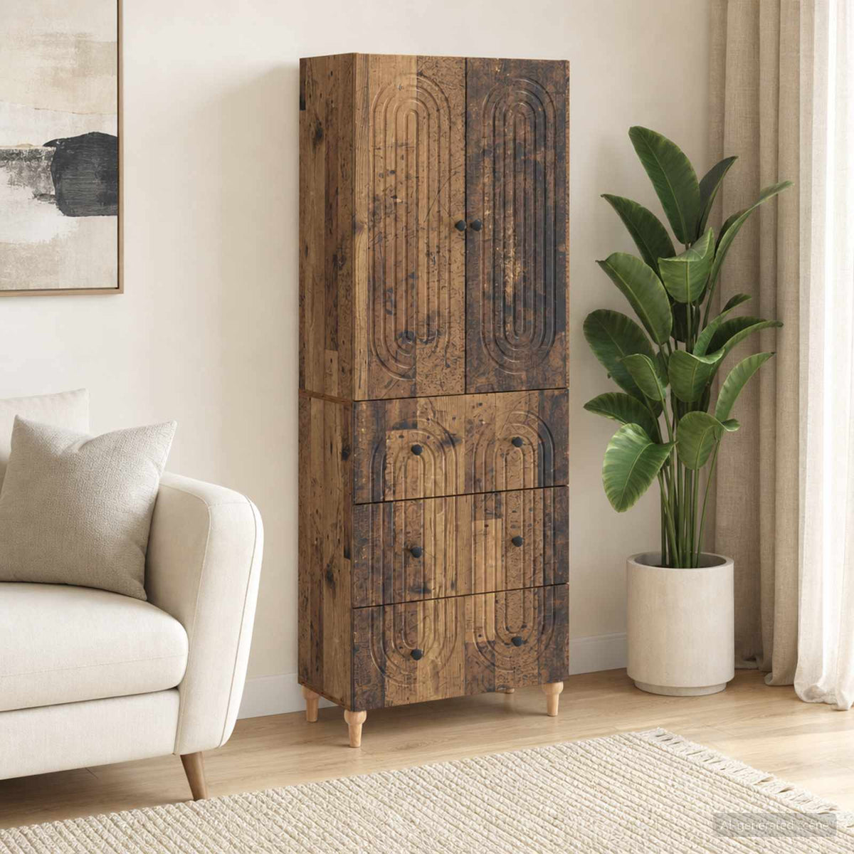 Cabinet Set 2 pcs Engineered Wood Old wood