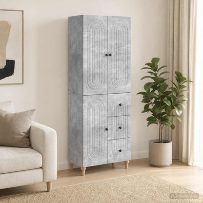Cabinet Set 2 pcs 66 x 34.5 x 90 cm Engineered Wood Concrete grey