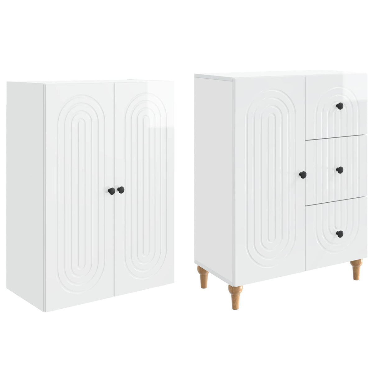 Cabinet Set 2 pcs 66 x 34.5 x 90 cm Engineered Wood High gloss white