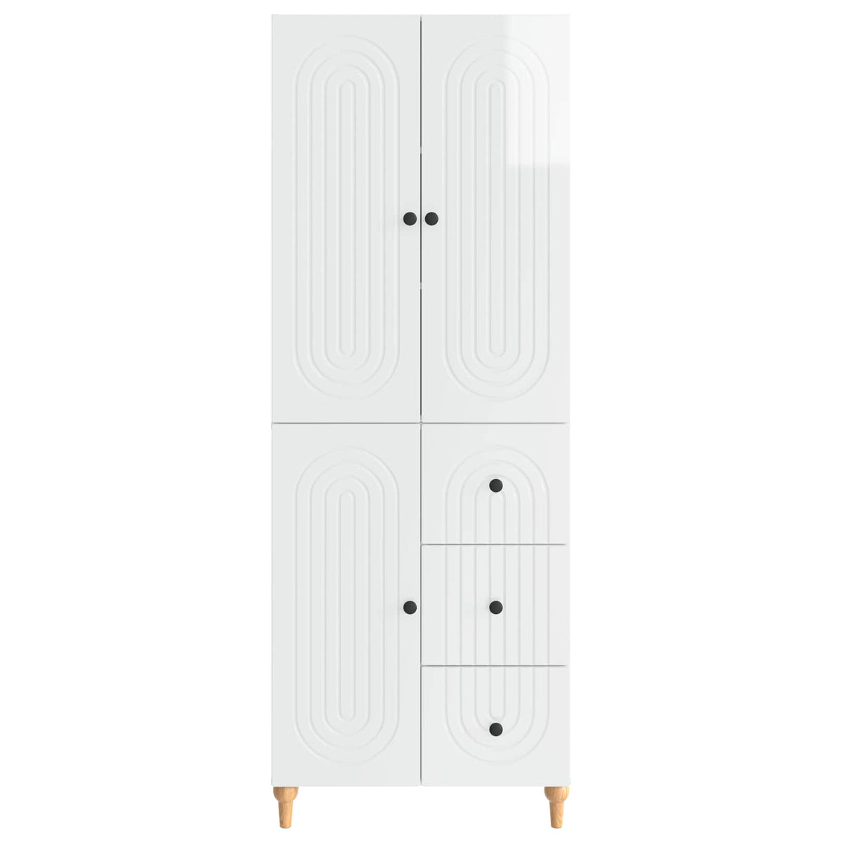 Cabinet Set 2 pcs 66 x 34.5 x 90 cm Engineered Wood High gloss white