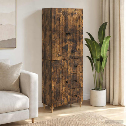 Cabinet Set 2 pcs 66 x 34.5 x 90 cm Engineered Wood Smoked oak