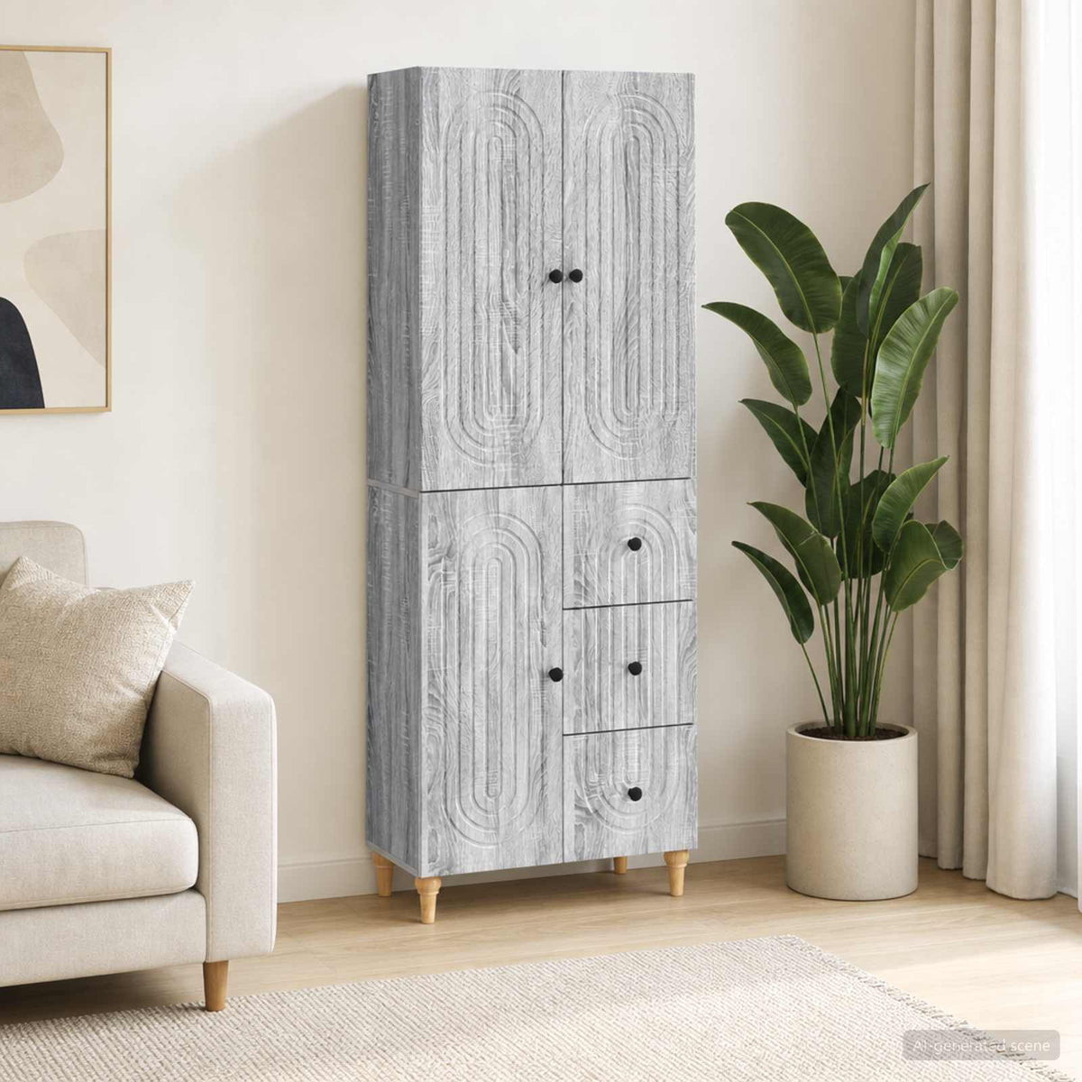 Cabinet Set 2 pcs 66 x 34.5 x 90 cm Engineered Wood Grey sonoma