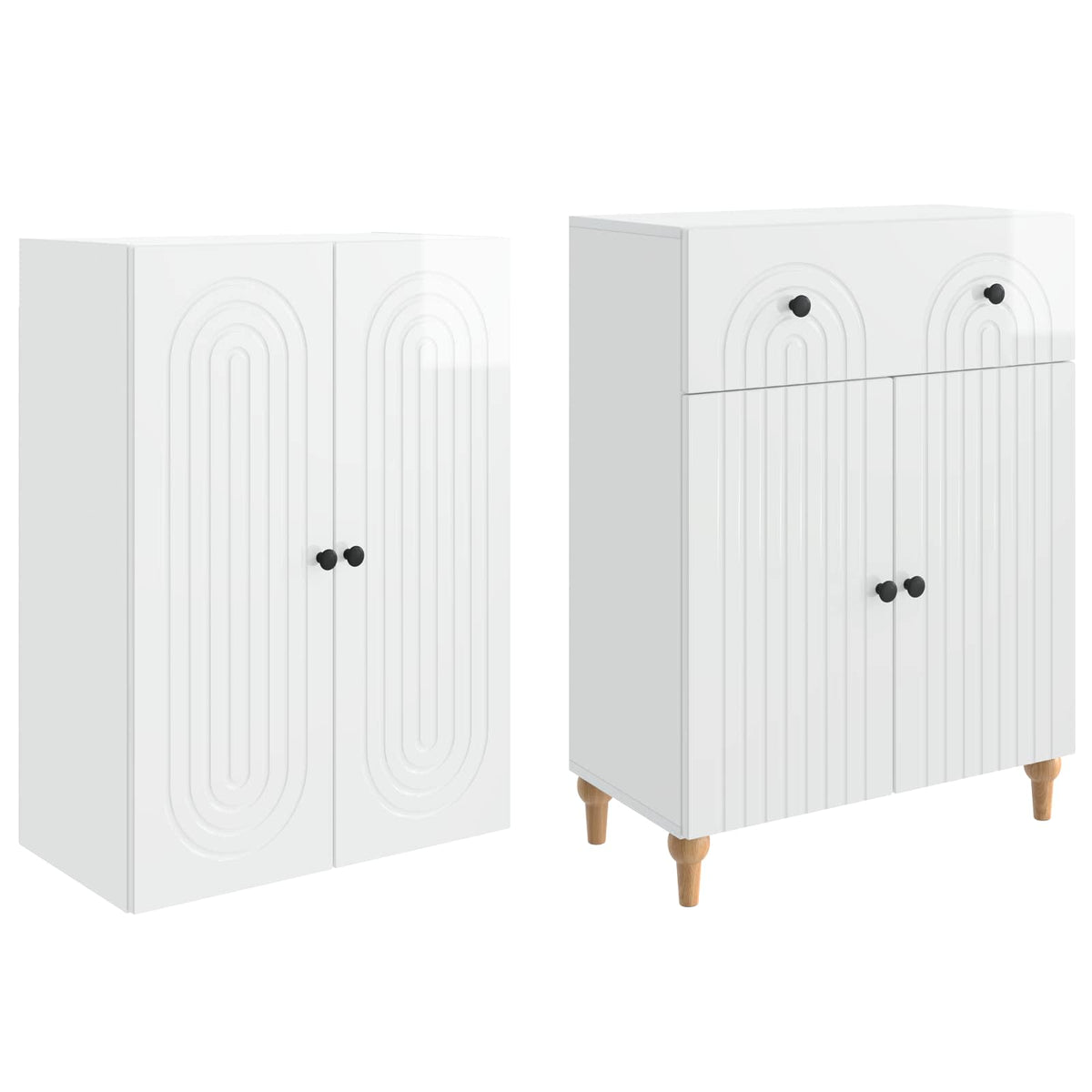 Cabinet Set 2 pcs Engineered Wood High gloss white