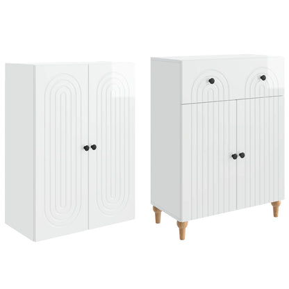 Cabinet Set 2 pcs Engineered Wood High gloss white