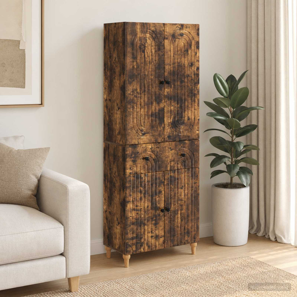 Cabinet Set 2 pcs Engineered Wood Smoked oak